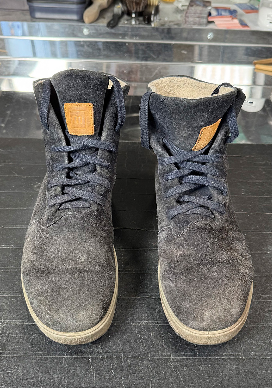 Синие замшевые ботинки - до